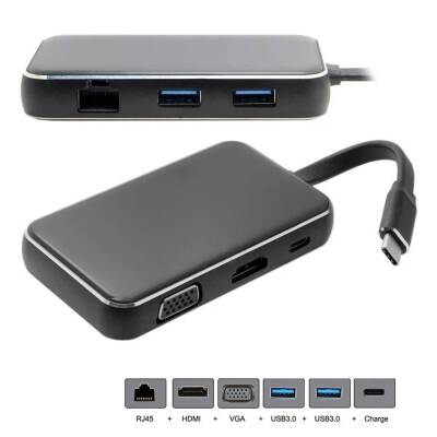 Ce-link S-1666 Type-c 6in1 HDMI VGA USB LAN TYPE-C - 2