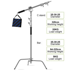 GVM C360 Turtle Tabanlı C-Stand ve Çapraz Kol Bom Kiti (10,5') - 3