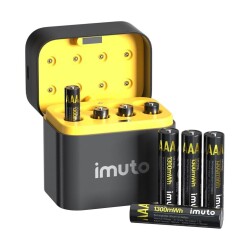 Imuto 1300 mWh AAA Lityum Şarjlı Pil Seti (8’li) + 8 Yuvalı Şarj Ünitesi - Imuto