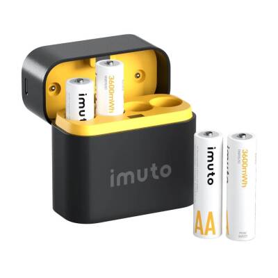 Imuto 3600mWh AA Şarj Edilebilir Lityum Pil Seti (4’lü) Hızlı Şarj Cihazı - 1