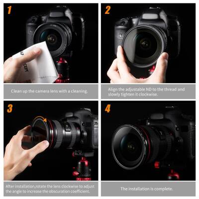 K&F Concept 58mm B-SERIES ND2-ND400 (1 ile 9 Stop) ND Filtre - 5