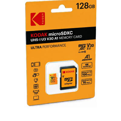 Kodak 128GB UHS-I U3 V30 Micro SD Kart + Adaptör - 2