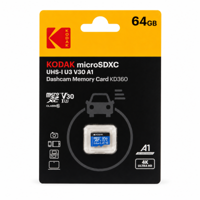 Kodak 64GB Micro SD UHS-I U3/V30/A1 Araç Kamerası İçin Kart KD360 - 1