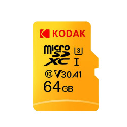 Kodak 64GB UHS-I U3 V30 Micro SD Kart + Adaptör (Sarı) - Kodak