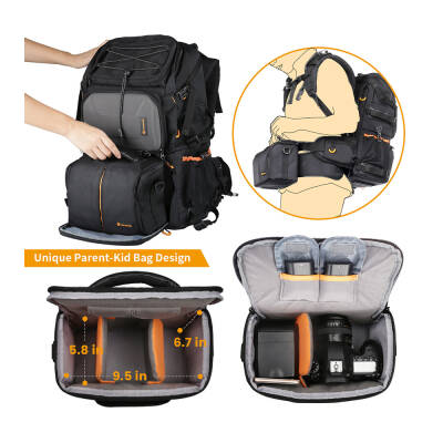 Tarion PB-01 Professional 2-in-1 Kamera Sırt Çantası (Black, 25L) - 3