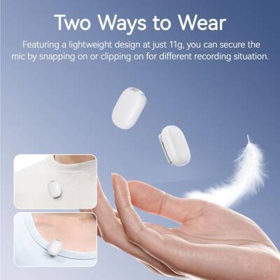 Ulanzi A30 Tiny 2 Kişilik Mikrofon Seti - Beyaz - 4