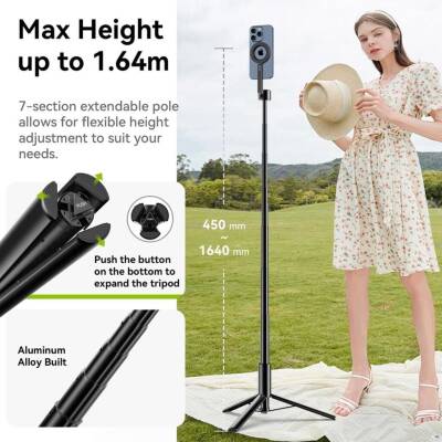 Ulanzi MG-002 Max Uzatılabilir Manyetik Telefon Selfie Tripod - M001B - 6