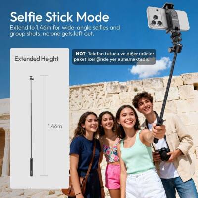 Ulanzi TT24 CKA 146cm Quick Release Selfie Stick Tripod Siyah - S044 - 6