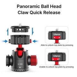 Ulanzi U-100 Pratik Ball Head Tripod Kafa - 6