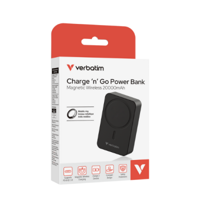 Verbatim 20000 Mah Manyetik Kablosuz (Magsafe) 15W Powerbank 35W PD Siyah Renk Kablo Dahil-(32223) - 3